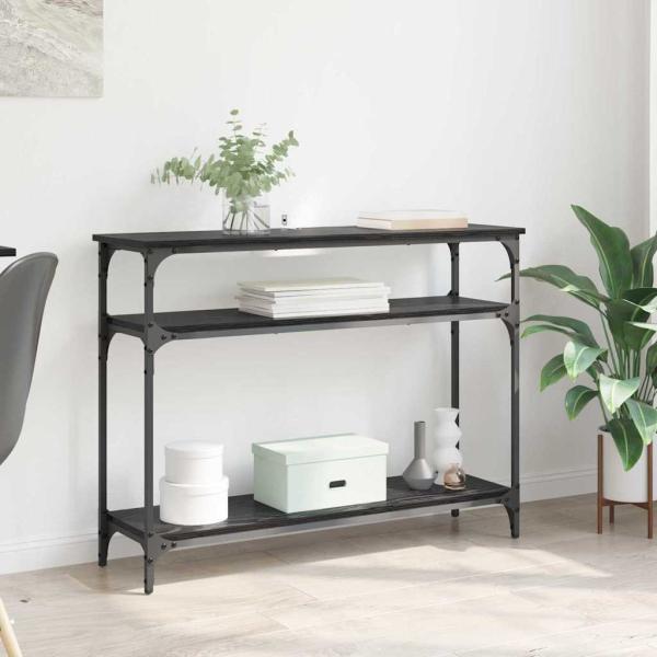 ARDEBO.de - Konsolentisch mit Regal Schwarz Eichen-Optik 100 x 29 x 75 cm