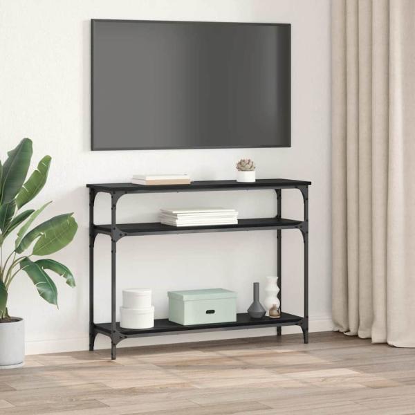 Konsolentisch mit Regal Schwarz Eichen-Optik 100 x 29 x 75 cm