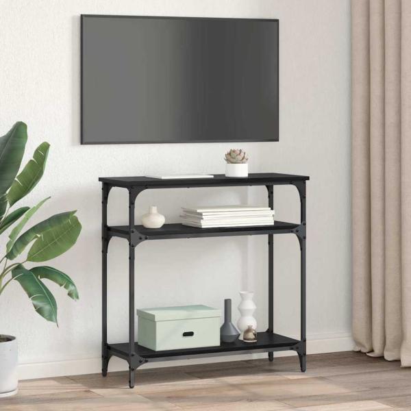 Konsolentisch mit Regal Schwarz Eichen-Optik 75 x 29 x 75 cm