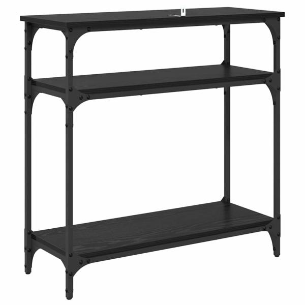 Konsolentisch mit Regal Schwarz Eichen-Optik 75 x 29 x 75 cm