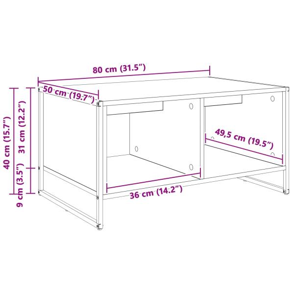 Couchtisch Altholz 80 x 50 x 40 cm Holzwerkstoff