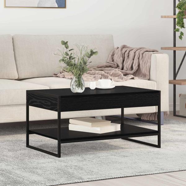 ARDEBO.de - Couchtisch Schwarz Eichen-Optik 80 x 50 x 40 cm Holzwerkstoff