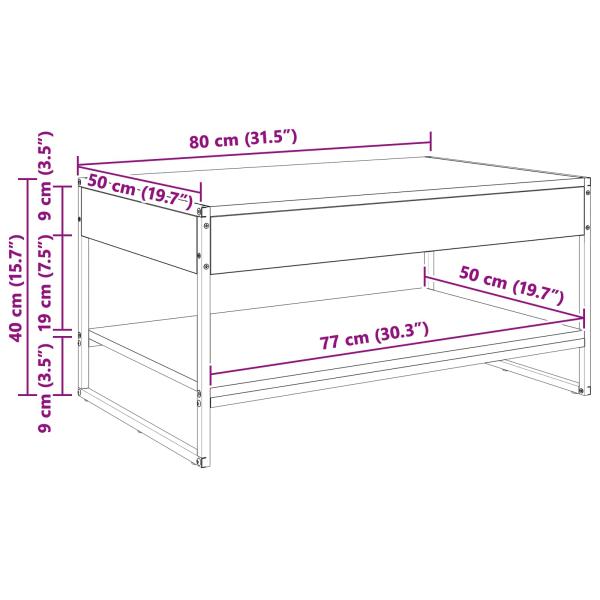 Couchtisch Graues Sonoma 80 x 50 x 40 cm Holzwerkstoff
