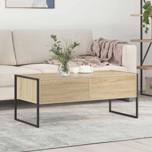 ARDEBO.de - Couchtisch mit Schubladen Sonoma 100 x 46 x 40 cm Holzwerkstoff