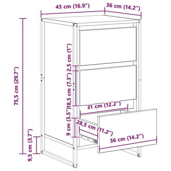 Sideboard Kunsthandwerk Eiche 42 x 36 x 75,5 cm Holzwerkstoff