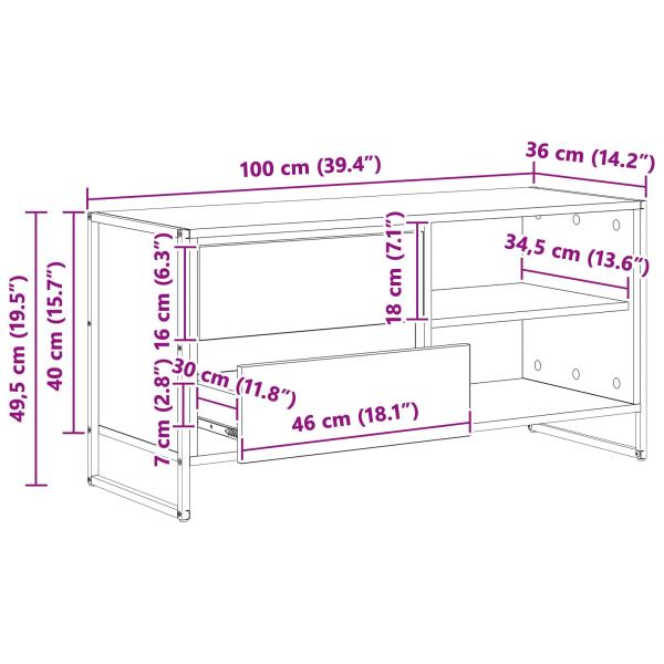 TV-Schränk Graues Sonoma 100 x 36 x 49,5 cm Holzwerkstoff