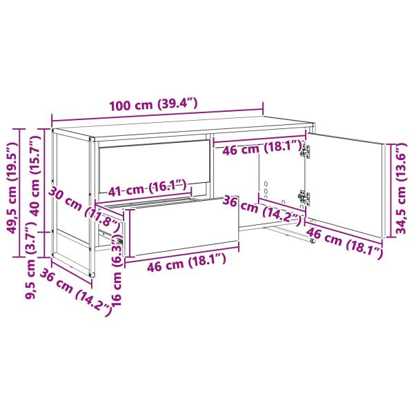 TV-Schränk Altholz 100 x 36 x 49.5 cm Holzwerkstoff