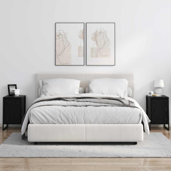 Nachttisch 2 pcs Schwarz Eichen-Optik 39,5 x 30 x 50 cm