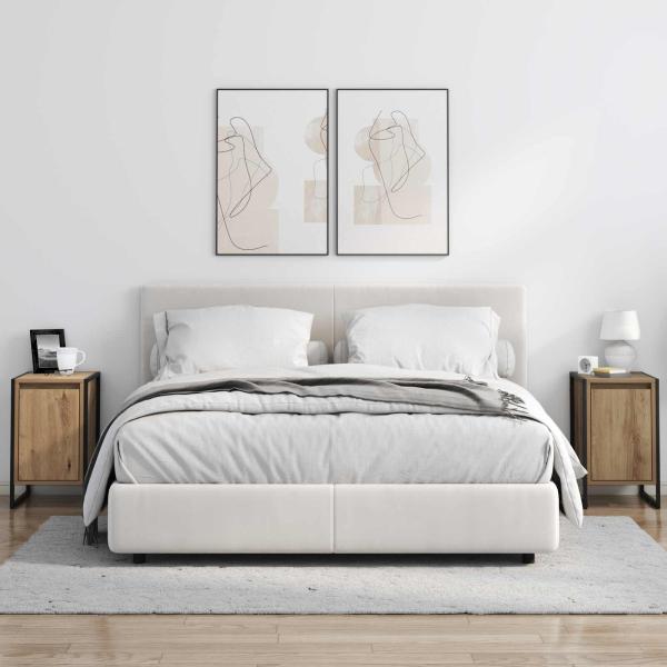 Nachttisch 2 pcs Kunsthandwerk Eiche 39,5 x 30 x 50 cm