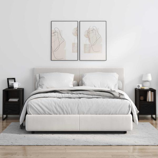 Nachttisch 2 pcs Schwarz Eichen-Optik 39,5 x 30 x 50 cm