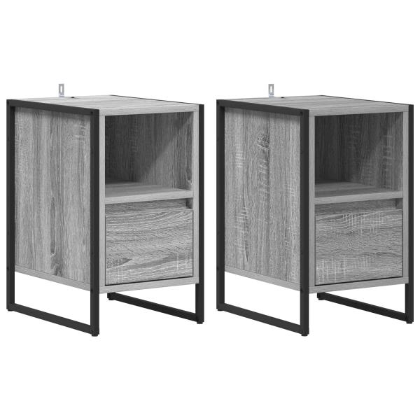 Nachttisch 2 pcs Graues Sonoma 39,5 x 30 x 50 cm Holzwerkstoff