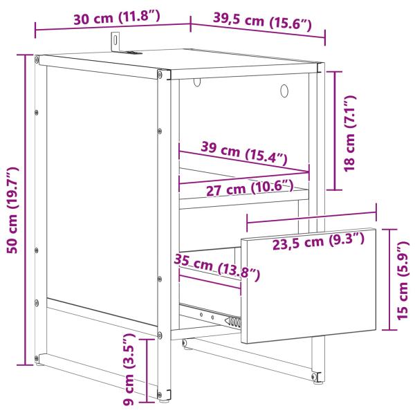 Nachttisch Altholz 39,5 x 30 x 50 cm Holzwerkstoff