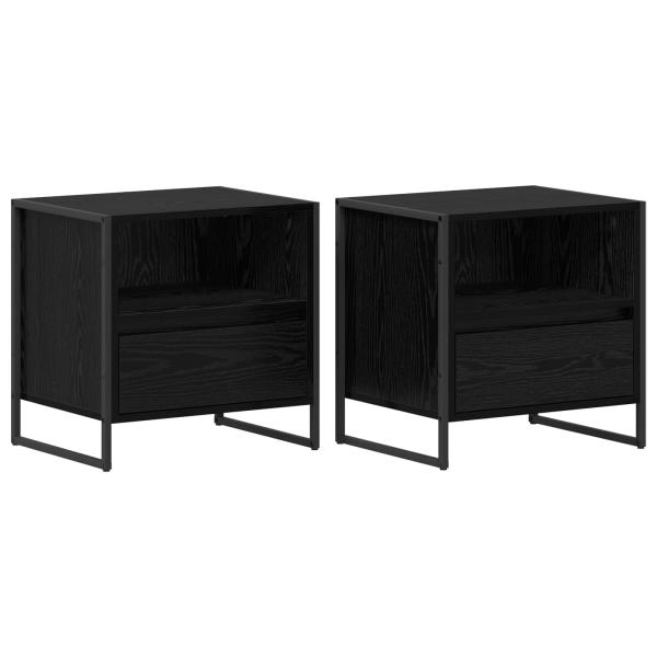Nachttisch 2 pcs Schwarz Eichen-Optik 50 x 39,5 x 50 cm