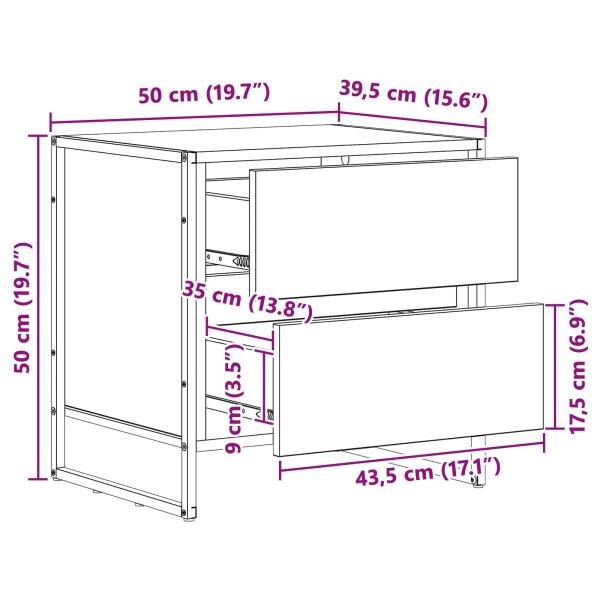 Nachttisch Altholz 50 x 39,5 x 50 cm Holzwerkstoff