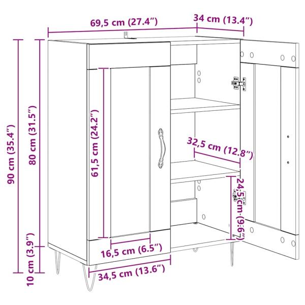 Sideboard Schwarz Eichen-Optik 69,5 x 34 x 90 cm Holzwerkstoff