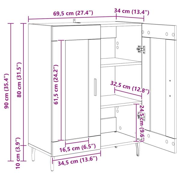 Sideboard Artisan-Eiche 69,5 x 34 x 90 cm Holzwerkstoff