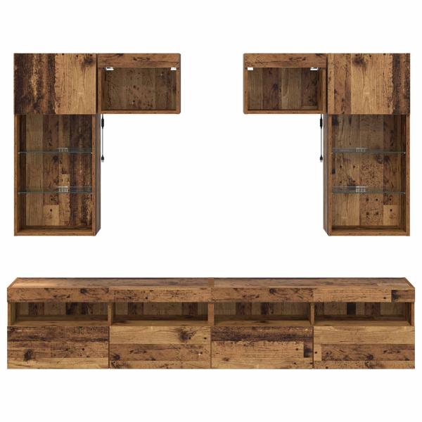 TV-Wandgeräte 6 pcs Schwarz Eichen-Optik 100 x 30 x 40 cm