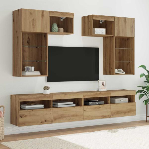 ARDEBO.de - TV-Wandgeräte 6 pcs Altholz 100 x 30 x 40 cm Holzwerkstoff