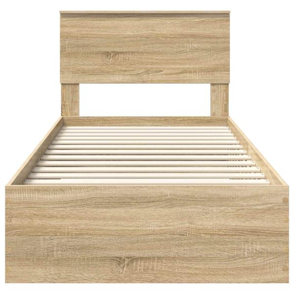 Bettrahmen Sonoma Eiche und Silber 75 x 190 cm Holzwerkstoff