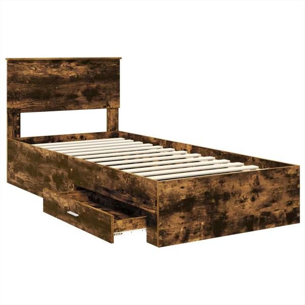 Bettrahmen Rauchige Eiche und Silber 75 x 190 cm Holzwerkstoff