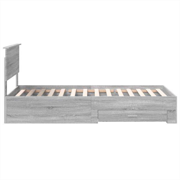 Bettrahmen Graue Sonoma und Silber 75 x 190 cm Holzwerkstoff
