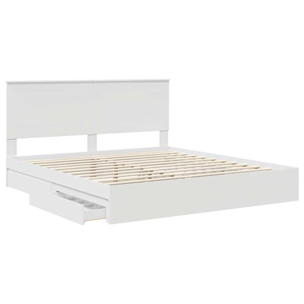 Bettrahmen mit Schubladen Weiß 200 x 200 cm Holzwerkstoff