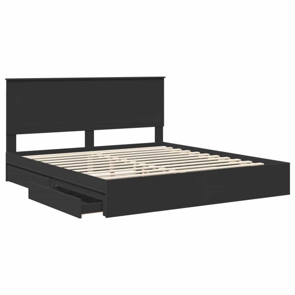 Aufbewahrungsbett Schwarz 200 x 200 cm Holzwerkstoff