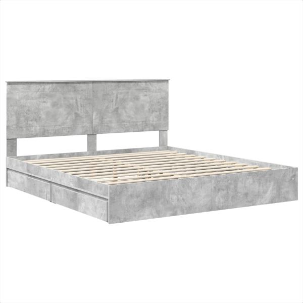 Bettrahmen mit Schubladen Beton Grau 180 x 200 cm Holzwerkstoff