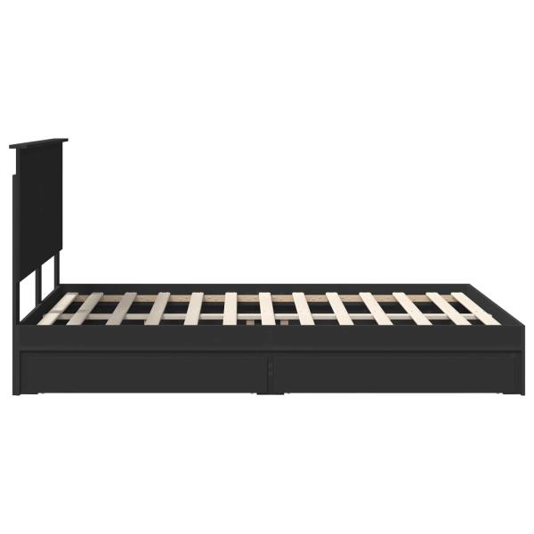 Bettrahmen mit Schubladen Schwarz 150 x 200 cm Holzwerkstoff