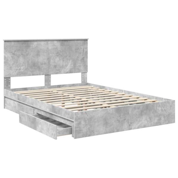 Aufbewahrungsbett Beton Grau 150 x 200 cm Holzwerkstoff