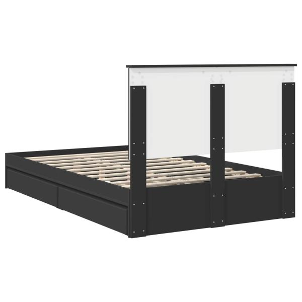 Bettrahmen mit Schubladen Schwarz 135 x 190 cm Holzwerkstoff