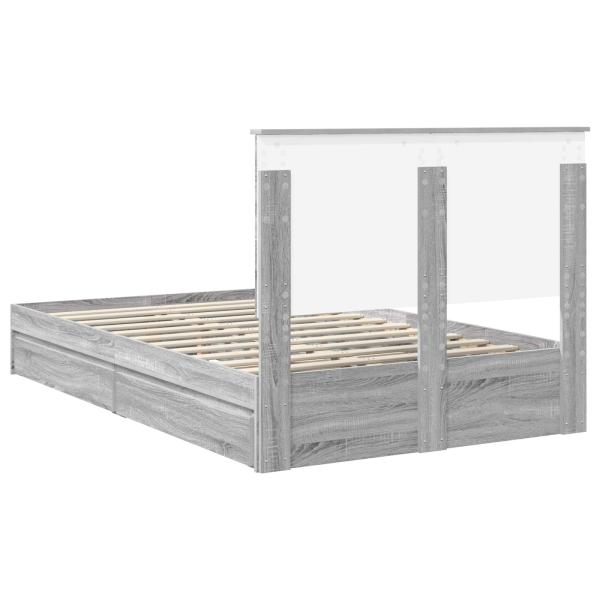 Bettrahmen Graues Sonoma 135 x 190 cm Holzwerkstoff