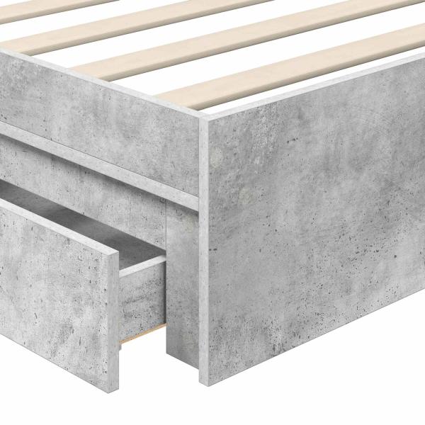Bettrahmen mit Schubladen Beton Grau 100 x 200 cm Holzwerkstoff