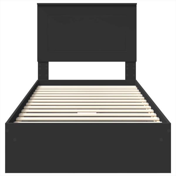 Bettrahmen mit Schubladen Schwarz 75 x 190 cm Holzwerkstoff
