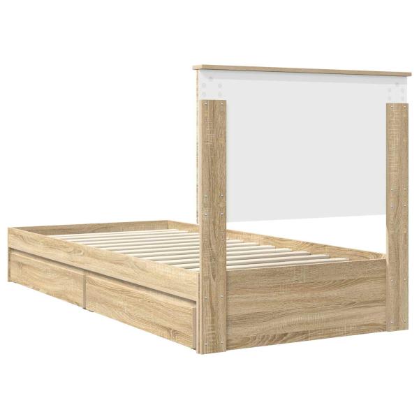 Bettrahmen mit Kopfteil Sonoma-Eiche 75 x 190 cm Holzwerkstoff