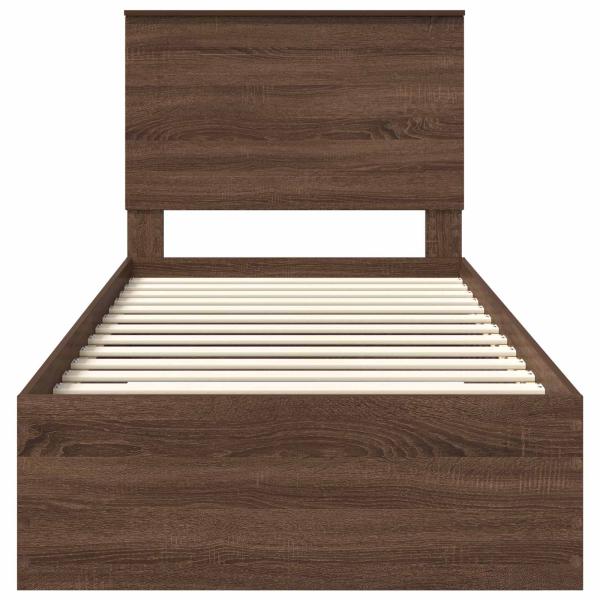 Bettrahmen Braune Eiche und Silber 100 x 200 cm Holzwerkstoff
