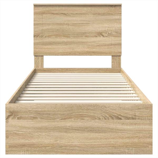 Bettrahmen Sonoma Eiche und Silber 75 x 190 cm Holzwerkstoff