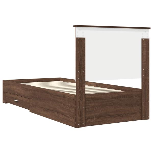 Bettrahmen Braune Eiche und Silber 75 x 190 cm Holzwerkstoff