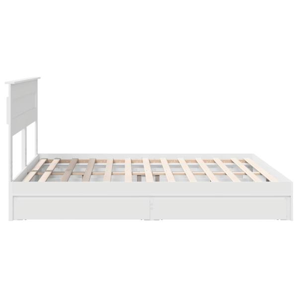 Bettrahmen mit Schubladen Weiß 200 x 200 cm Holzwerkstoff