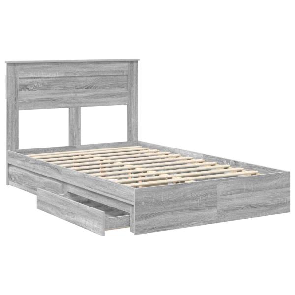 Bettrahmen Graues Sonoma 135 x 190 cm Holzwerkstoff