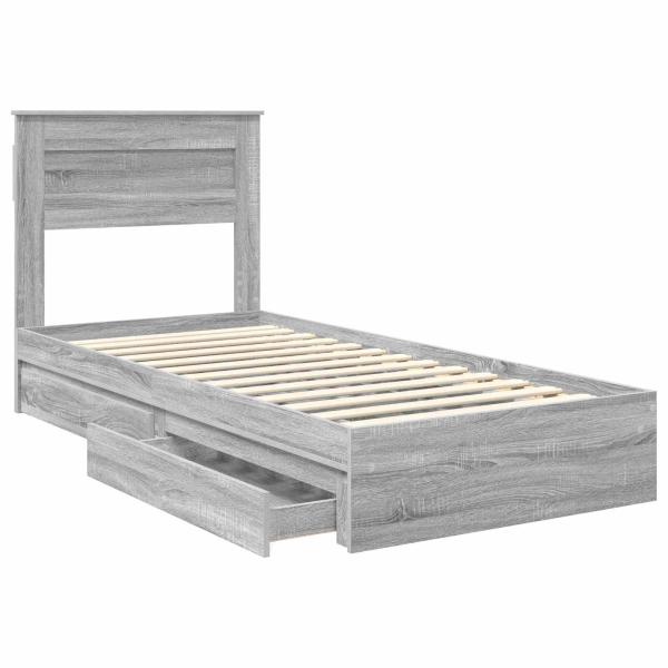 Aufbewahrungsbett Sonoma-Grau 90 x 200 cm Holzwerkstoff