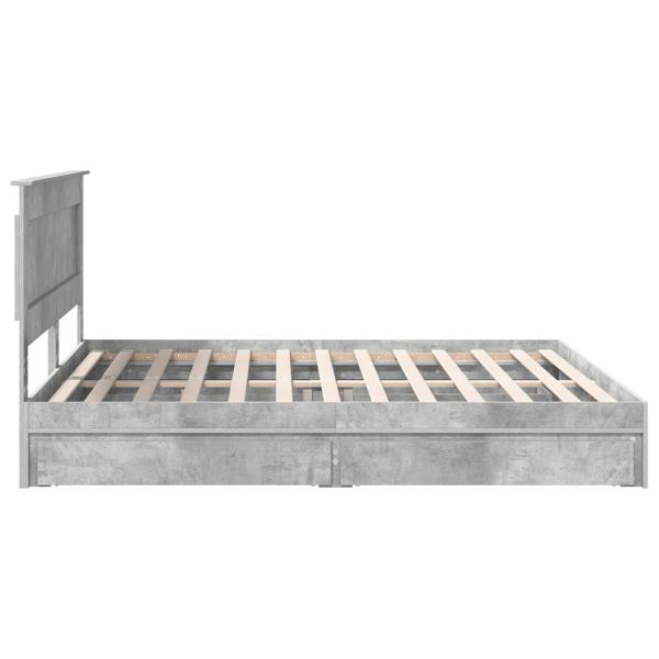 Bettrahmen mit Schubladen Beton Grau 200 x 200 cm Holzwerkstoff