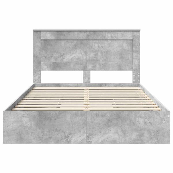 Bettrahmen mit Schubladen Beton Grau 150 x 200 cm Holzwerkstoff