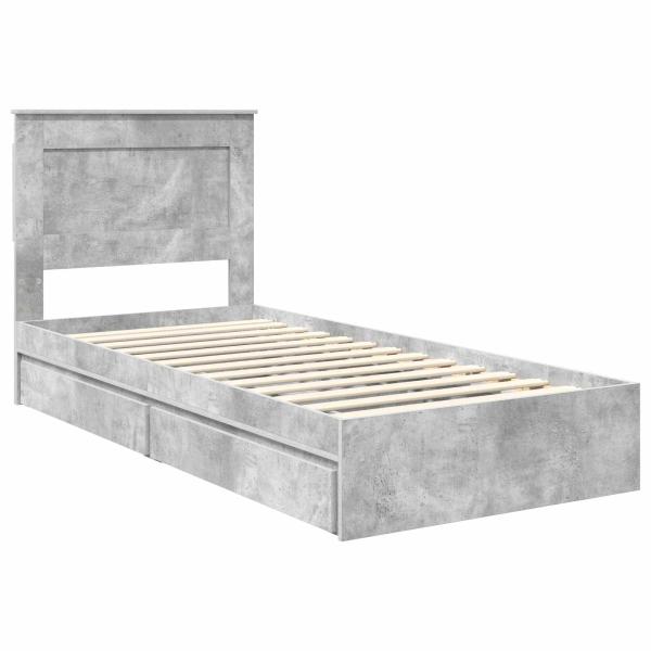 Bettrahmen mit Schubladen Beton Grau 100 x 200 cm Holzwerkstoff
