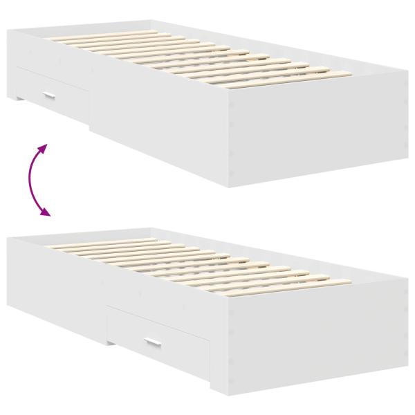 Bettrahmen Weiß und Silber 75 x 190 cm Holzwerkstoff