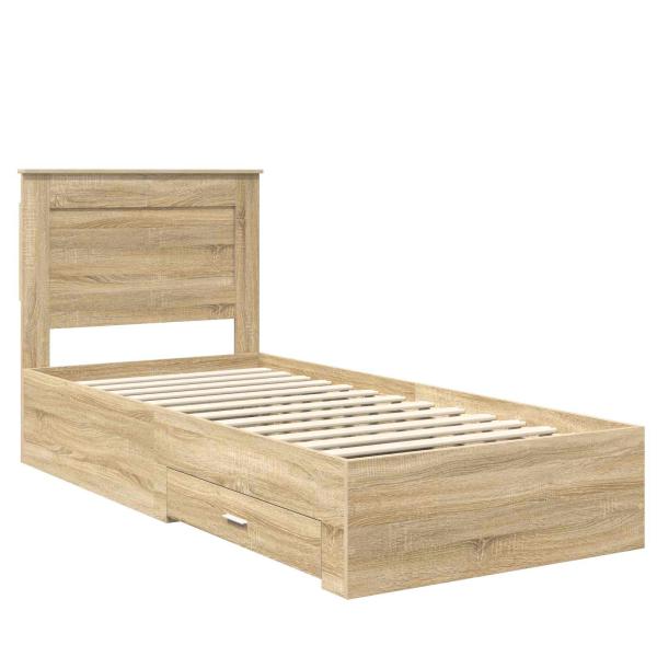 Bettrahmen Sonoma Eiche und Silber 75 x 190 cm Holzwerkstoff
