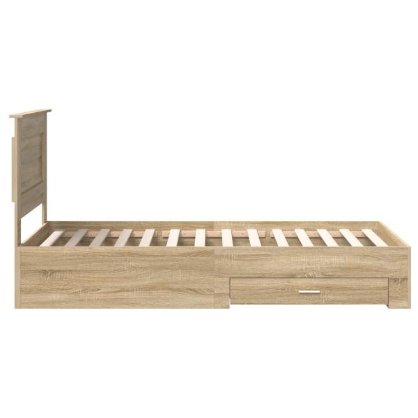 Bettrahmen Sonoma Eiche und Silber 75 x 190 cm Holzwerkstoff