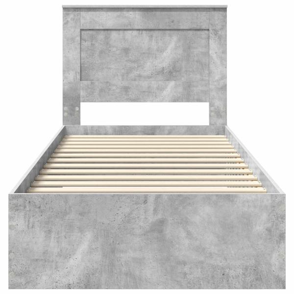 Bettrahmen Beton Grau und Silber 75 x 190 cm Holzwerkstoff