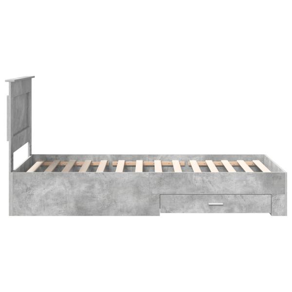 Bettrahmen Beton Grau und Silber 75 x 190 cm Holzwerkstoff