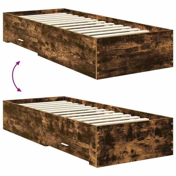 Bettrahmen Rauchige Eiche und Silber 75 x 190 cm Holzwerkstoff